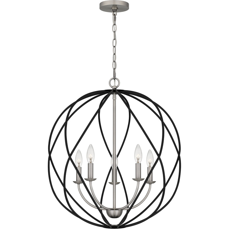 Quoizel BYN2824AN Bryn Five Light Pendant, Antique Nickel Main Image.jpg