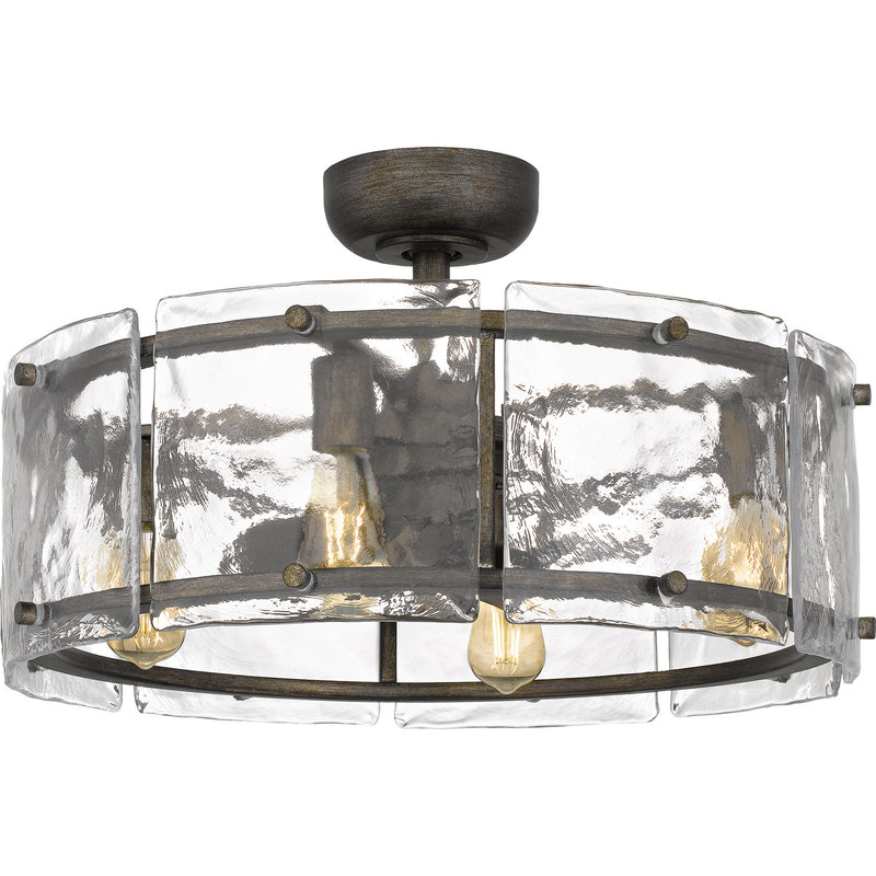 Quoizel FTS3124MM Fortress Four Light Fandelier, Mottled Silver Main Image.jpg