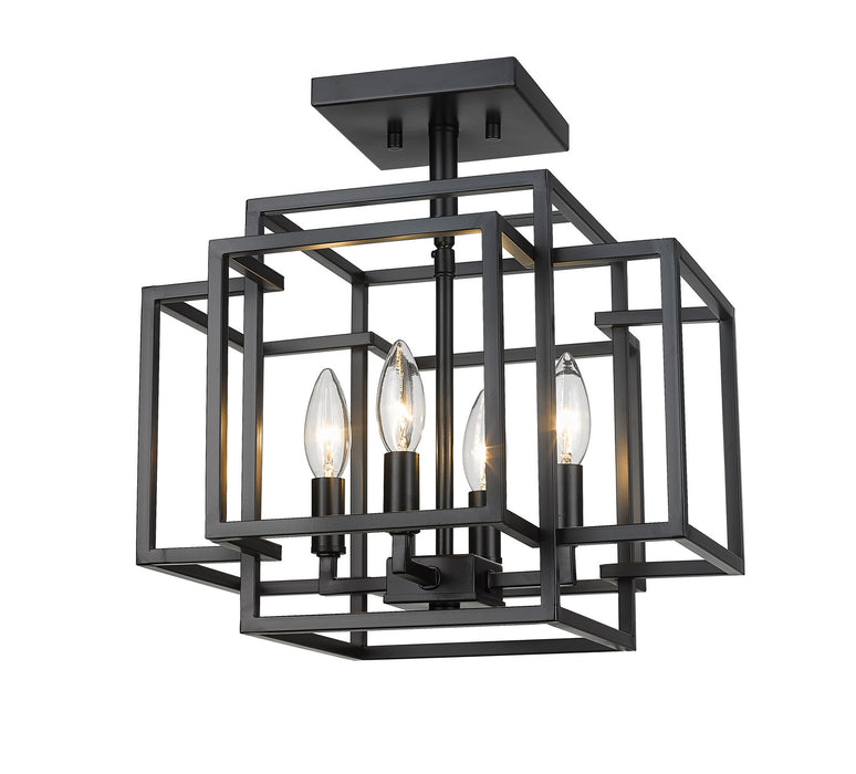 Z-Lite 454SF-MB Titania Four Light Semi Flush Mount, Matte Black Main Image.jpg