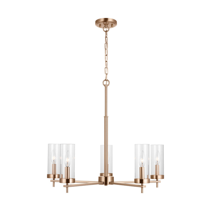 Visual Comfort Studio 3190305-848 Zire Five Light Chandelier, Satin Brass Main Image.jpg