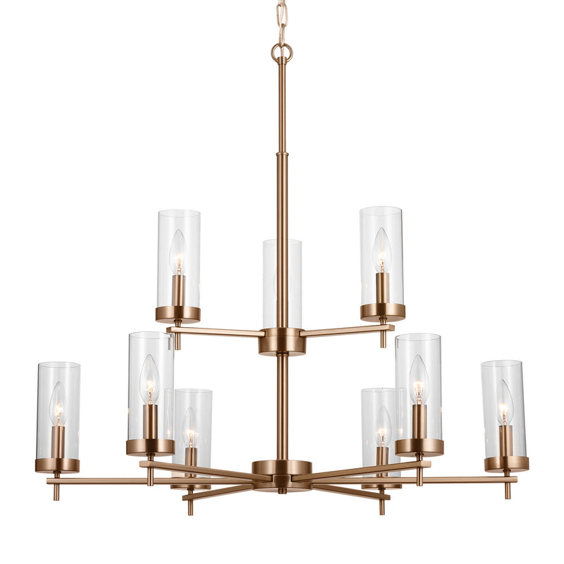 Visual Comfort Studio 3190309-848 Zire Nine Light Chandelier, Satin Brass Alternate Image.jpg