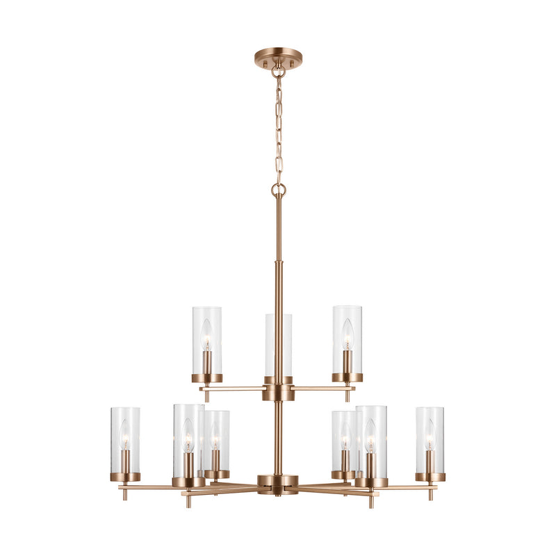 Visual Comfort Studio 3190309EN-848 Zire Nine Light Chandelier, Satin Brass Main Image.jpg
