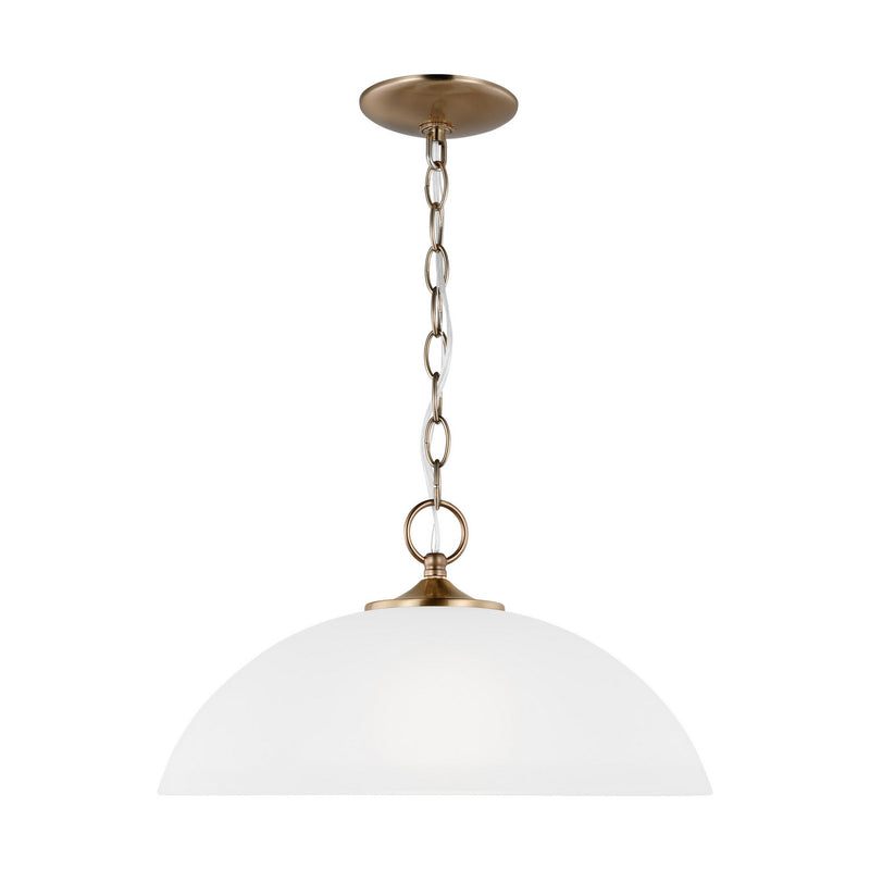 Generation Lighting 6516501-848 Geary One Light Pendant, Satin Brass Main Image.jpg