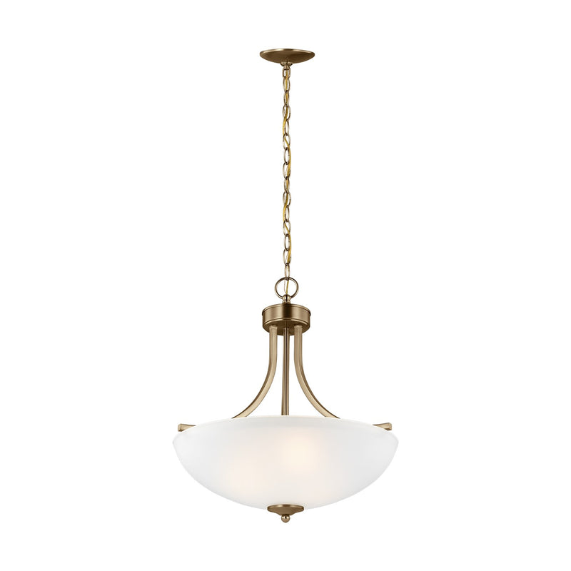 Generation Lighting 6616503EN3-848 Geary Three Light Pendant, Satin Brass Main Image.jpg