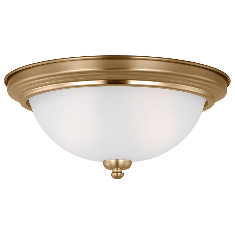 Generation Lighting 77064EN3-848 Geary Two Light Flush Mount, Satin Brass Main Image.jpg