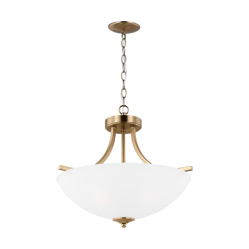 Generation Lighting 7716503-848 Geary Three Light Semi-Flush Convertible Pendant, Satin Brass Alternate Image.jpg