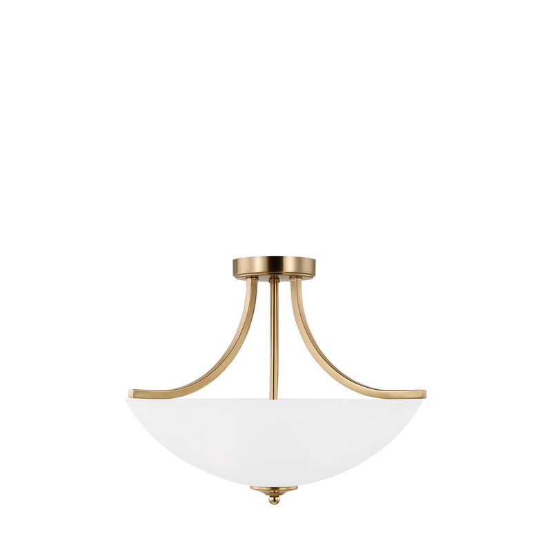 Generation Lighting 7716503EN3-848 Geary Three Light Semi-Flush Convertible Pendant, Satin Brass Main Image.jpg