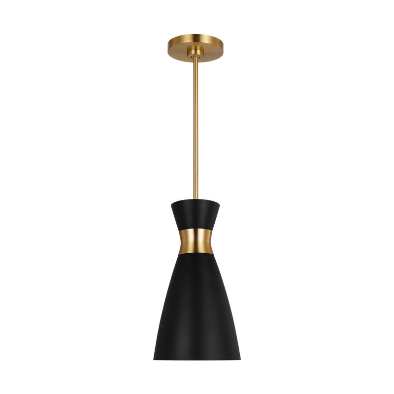 Visual Comfort Studio EP1221MBKBBS Heath One Light Pendant, Midnight Black and Burnished Brass Main Image.jpg