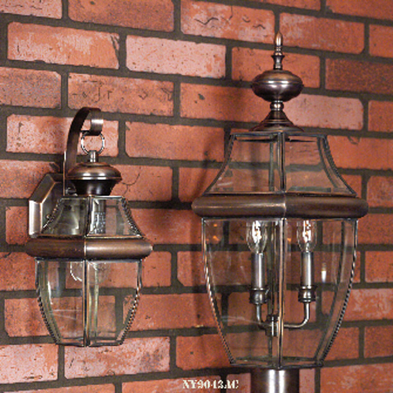 Quoizel NY9043AC Newbury Three Light Outdoor Post Lantern, Aged Copper Main Image.jpg