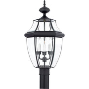 Quoizel NY9043K Newbury Three Light Outdoor Post Lantern, Mystic Black Main Image.jpg