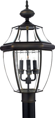 Quoizel NY9043Z Newbury Three Light Outdoor Post Lantern, Medici Bronze Main Image.jpg