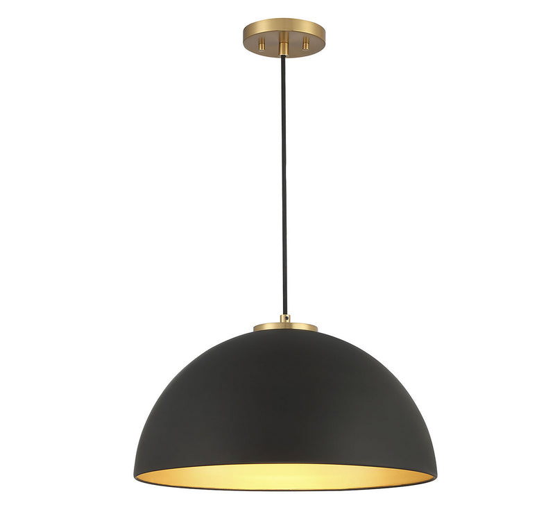 Shoppers Lighting SH7024MBKNB Heidi One Light Pendant, Matte Black with Natural Brass Main Image.jpg