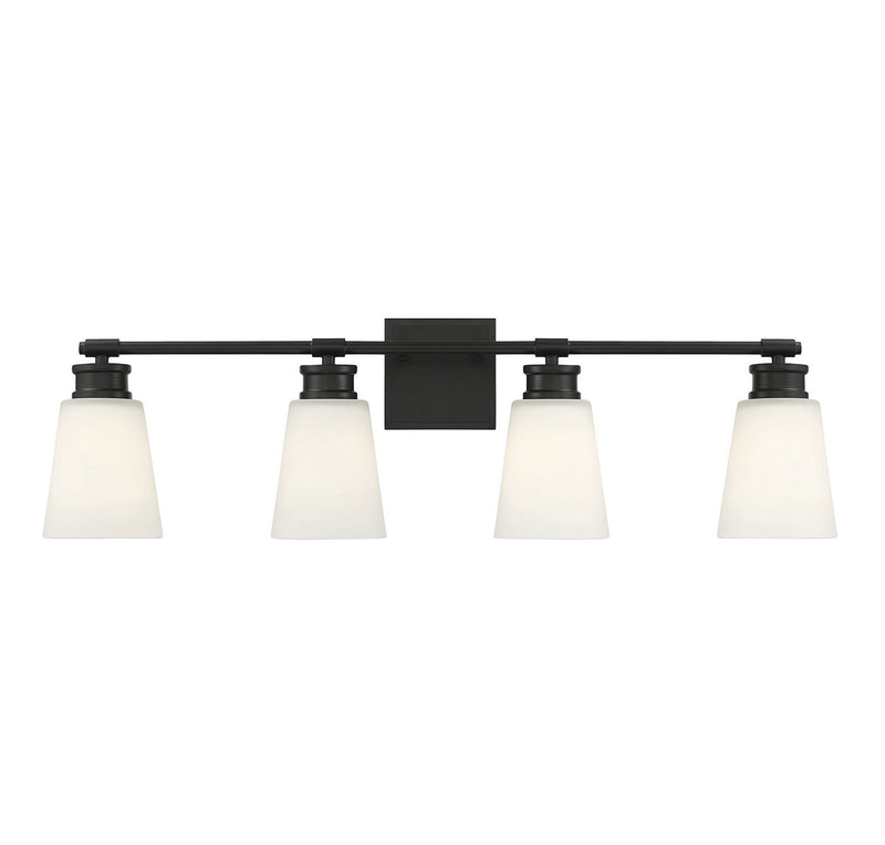 Shoppers Lighting SH80056MBK Arianna Four Light Bathroom Vanity Light, Matte Black Main Image.jpg