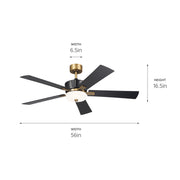 Kichler 300395SBK 56"Ceiling Fan, Satin Black (4)