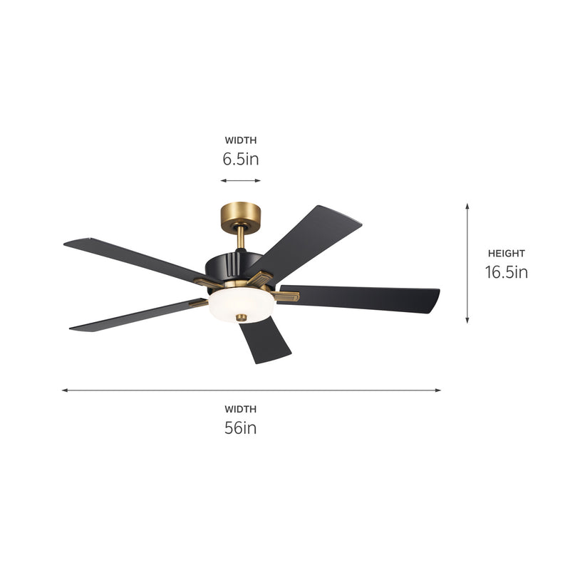 Kichler 300395SBK 56"Ceiling Fan, Satin Black (4)