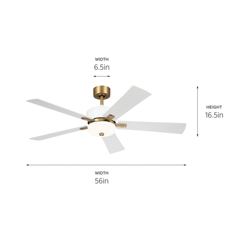 Kichler 300395WH 56"Ceiling Fan, Brushed Natural Brass (4)