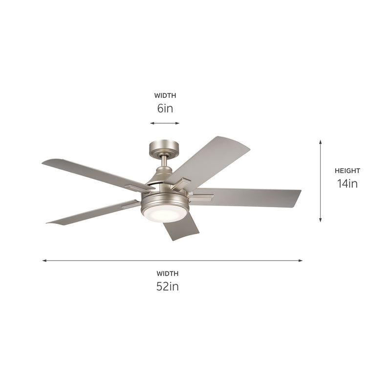Kichler 310075NI 52"Ceiling Fan, Brushed Nickel (4)
