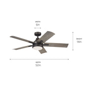 Kichler 310075OZ 52"Ceiling Fan, Olde Bronze (4)