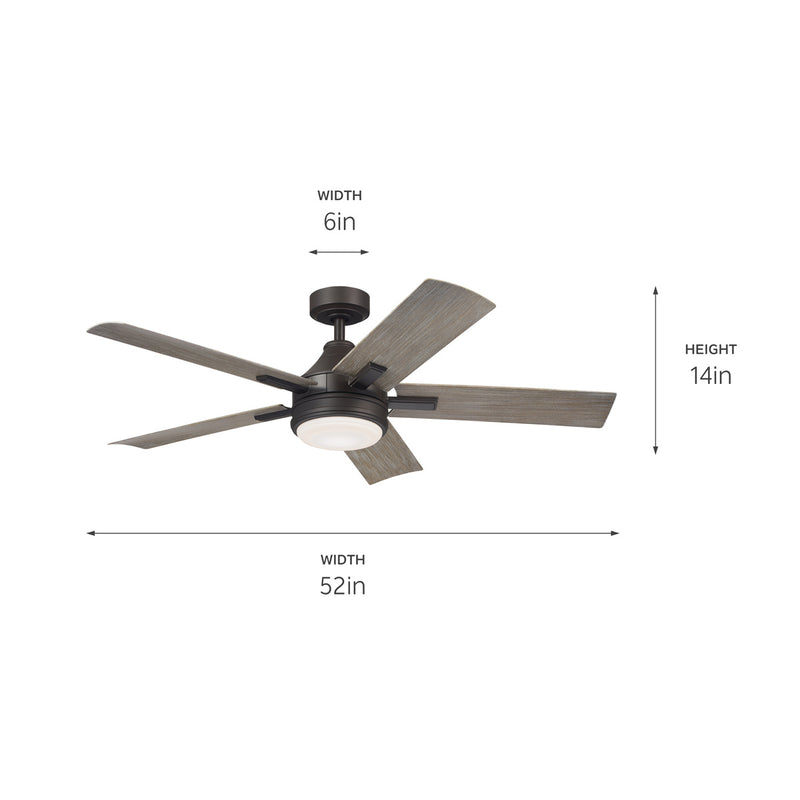 Kichler 310075OZ 52"Ceiling Fan, Olde Bronze (4)