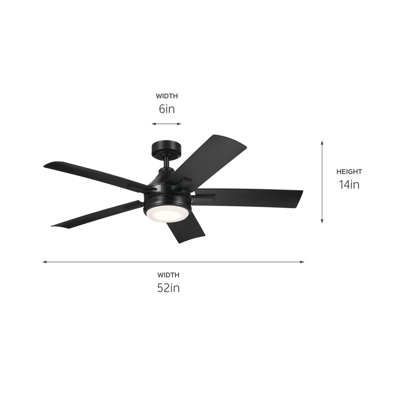Kichler 310075SBK 52"Ceiling Fan, Satin Black (4)