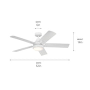 Kichler 310075WH 52"Ceiling Fan, White (4)