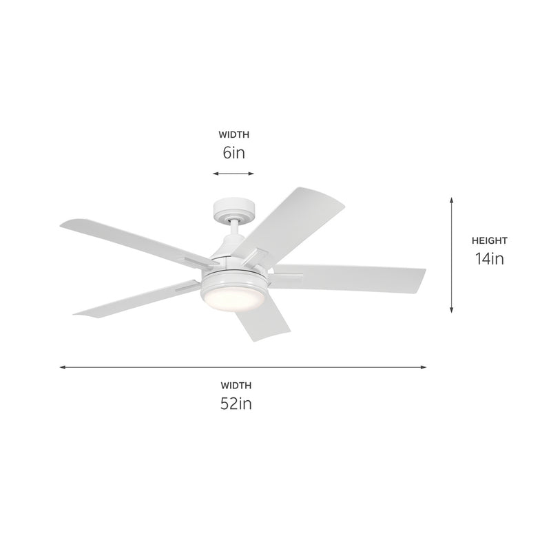 Kichler 310075WH 52"Ceiling Fan, White (4)