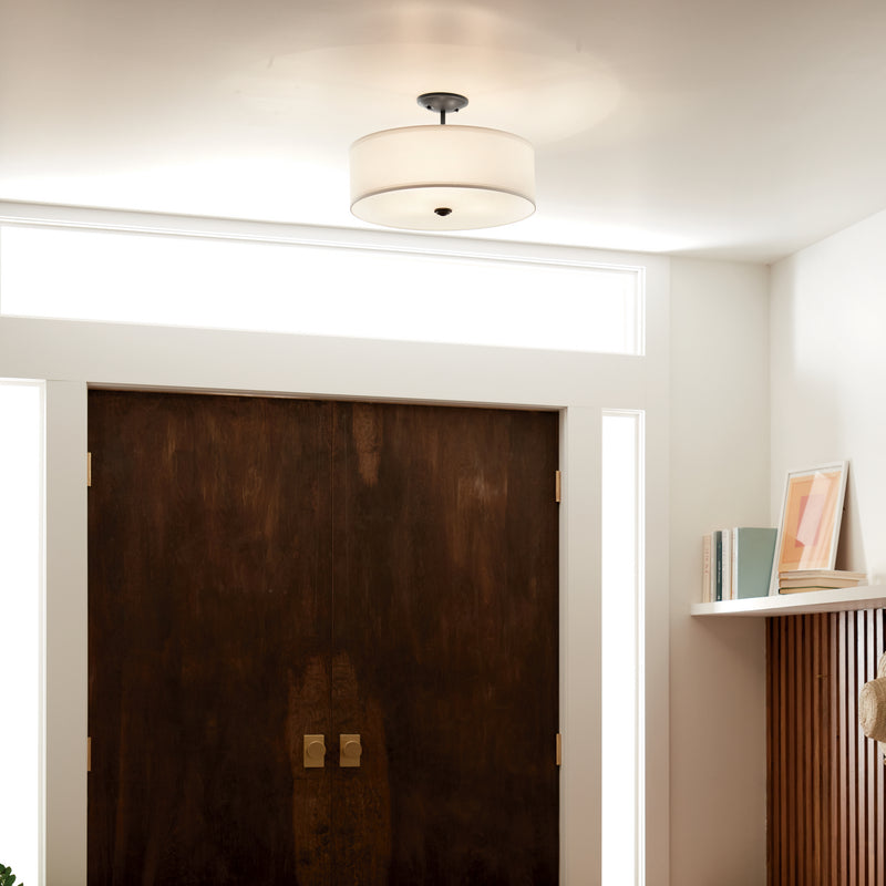 Kichler 43675BK Three Light Semi Flush Mount, Black (5)