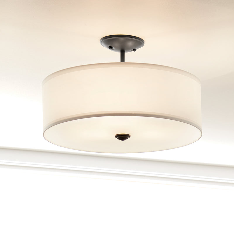 Kichler 43675BK Three Light Semi Flush Mount, Black (6)