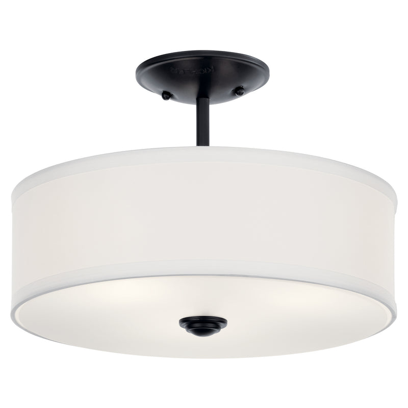 Kichler 43675BK Three Light Semi Flush Mount, Black