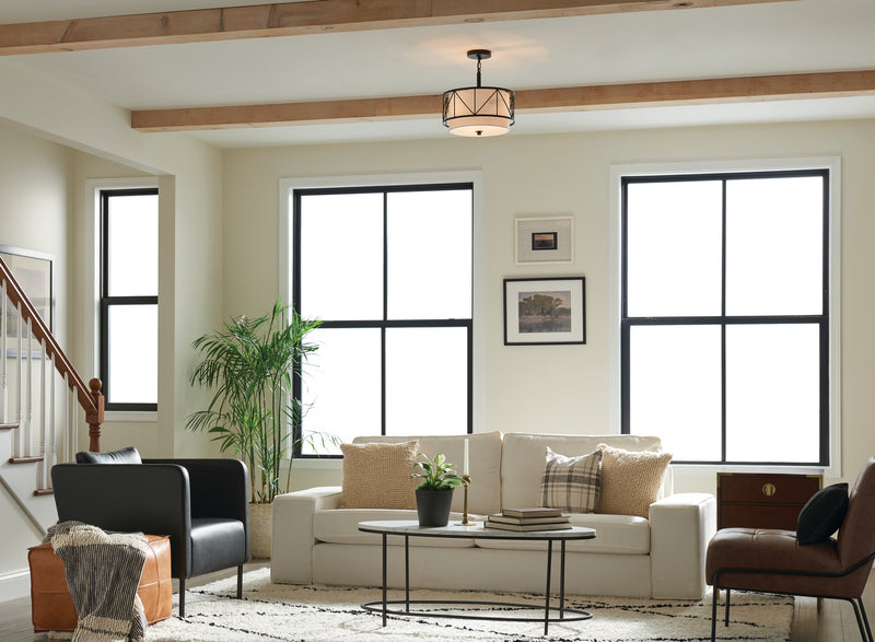 Kichler 52074BK Three Light Pendant/Semi Flush, Black (5)