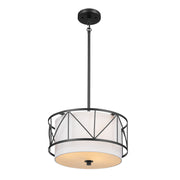 Kichler 52074BK Three Light Pendant/Semi Flush, Black