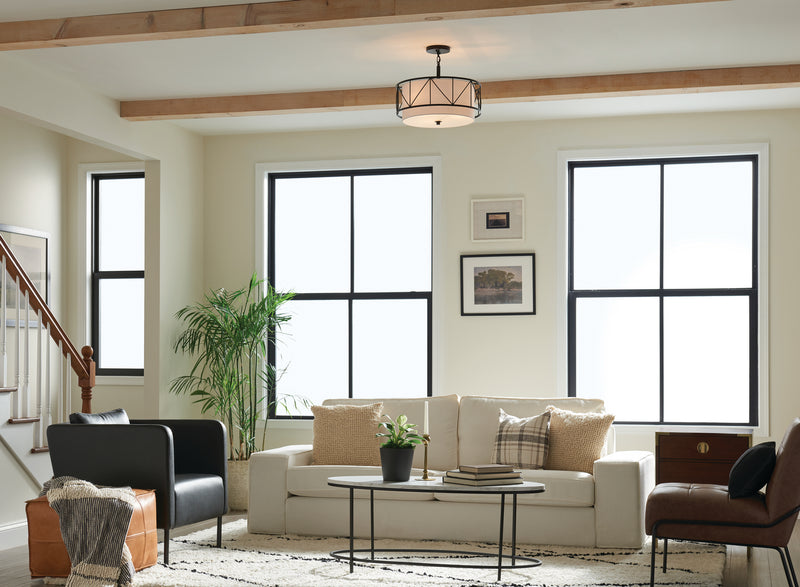 Kichler 52075BK Three Light Pendant/Semi Flush, Black (5)