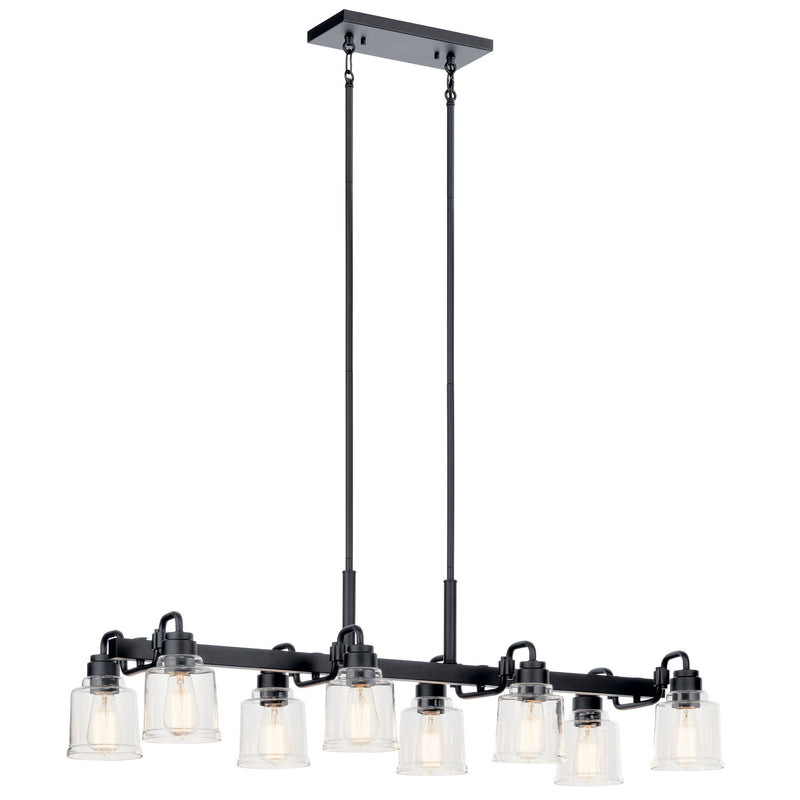 Kichler 52400BK Eight Light Linear Chandelier, Black