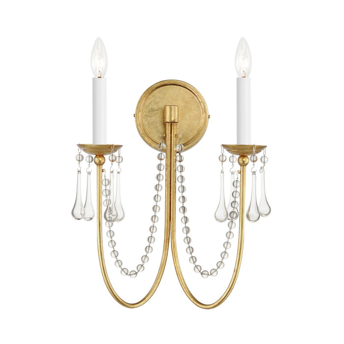 Maxim 12161GL/CRY Plumette Two Light Wall Sconce, Gold Leaf Main Image.jpg