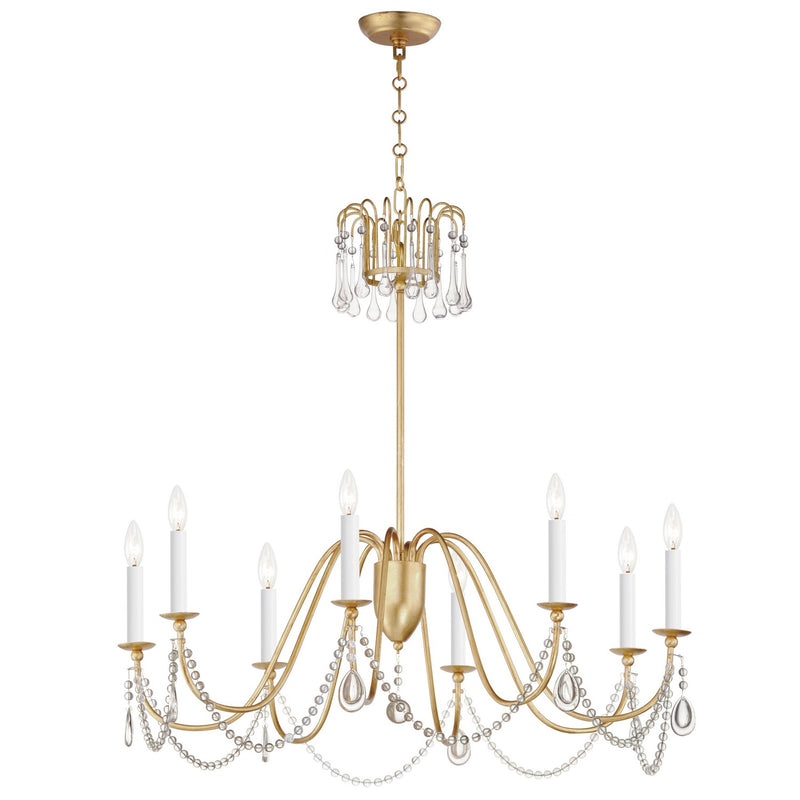 Maxim 12168GL/CRY Plumette Eight Light Chandelier, Gold Leaf Main Image.jpg