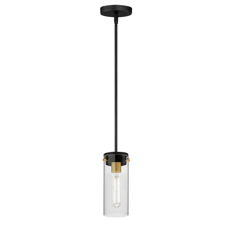 Maxim 12406CLBKSBR Pinn One Light Mini Pendant, Black / Satin Brass Main Image.jpg