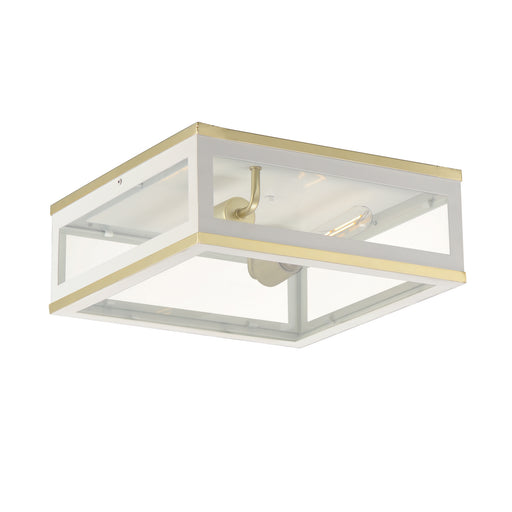 Maxim 30059CLWTGLD Neoclass Two Light Outdoor Flush Mount, White/Gold Main Image.jpg