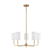 Visual Comfort Studio 3109305-848 Foxdale Five Light Chandelier, Satin Brass Main Image.jpg