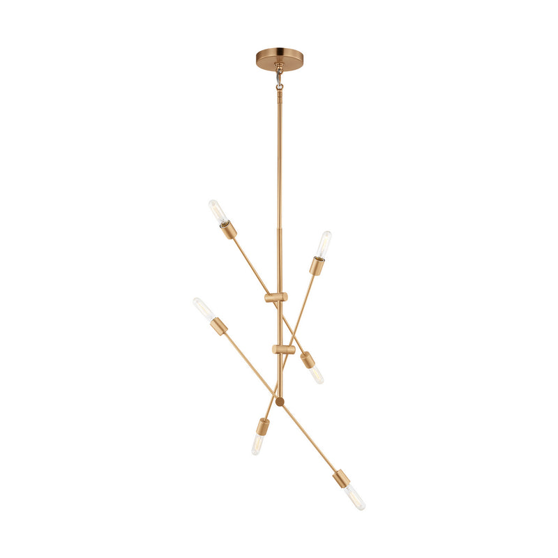 Visual Comfort Studio 3200506-848 Axis Six Light Chandelier, Satin Brass Main Image.jpg