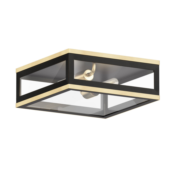 Maxim 30059CLBKGLD Neoclass Two Light Outdoor Flush Mount, Black / Gold Main Image.jpg