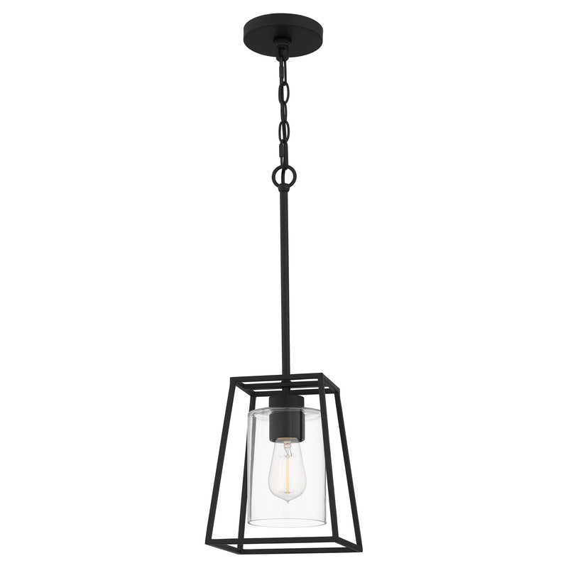 Quoizel PRC1508MBK Prescott One Light Mini Pendant, Matte Black Main Image.jpg