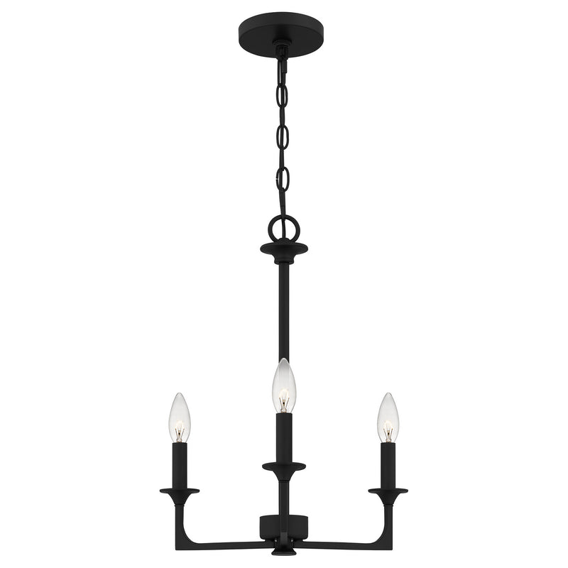 Quoizel PRC5016MBK Prescott Three Light Chandelier, Matte Black Main Image.jpg