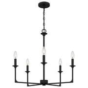 Quoizel PRC5026MBK Prescott Five Light Chandelier, Matte Black Main Image.jpg