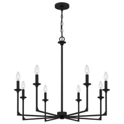 Quoizel PRC5032MBK Prescott Eight Light Chandelier, Matte Black Main Image.jpg