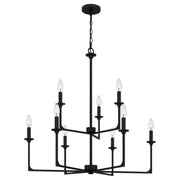 Quoizel PRC5232MBK Prescott Nine Light Chandelier, Matte Black Main Image.jpg