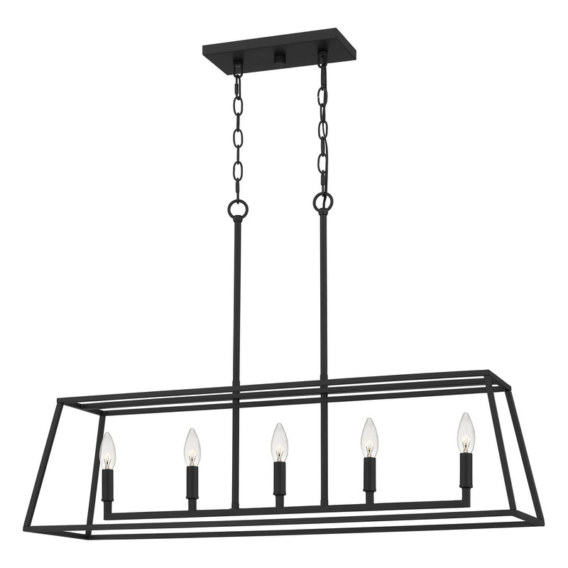 Quoizel PRC536MBK Prescott Five Light Island Chandelier, Matte Black Main Image.jpg