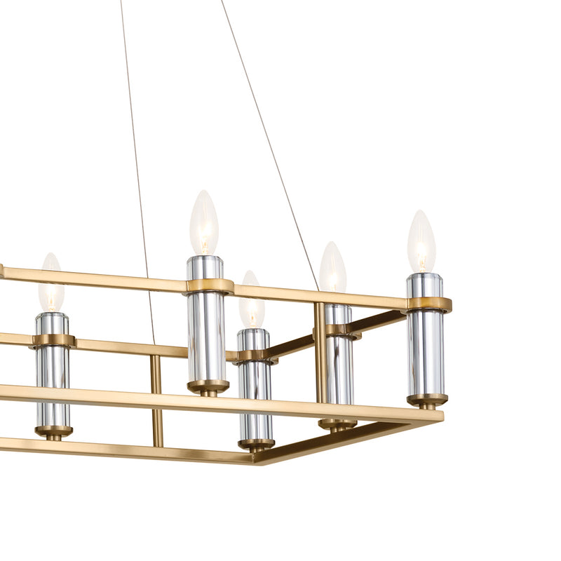 Kichler 52492BNB 12 Light Linear Chandelier, Brushed Natural Brass