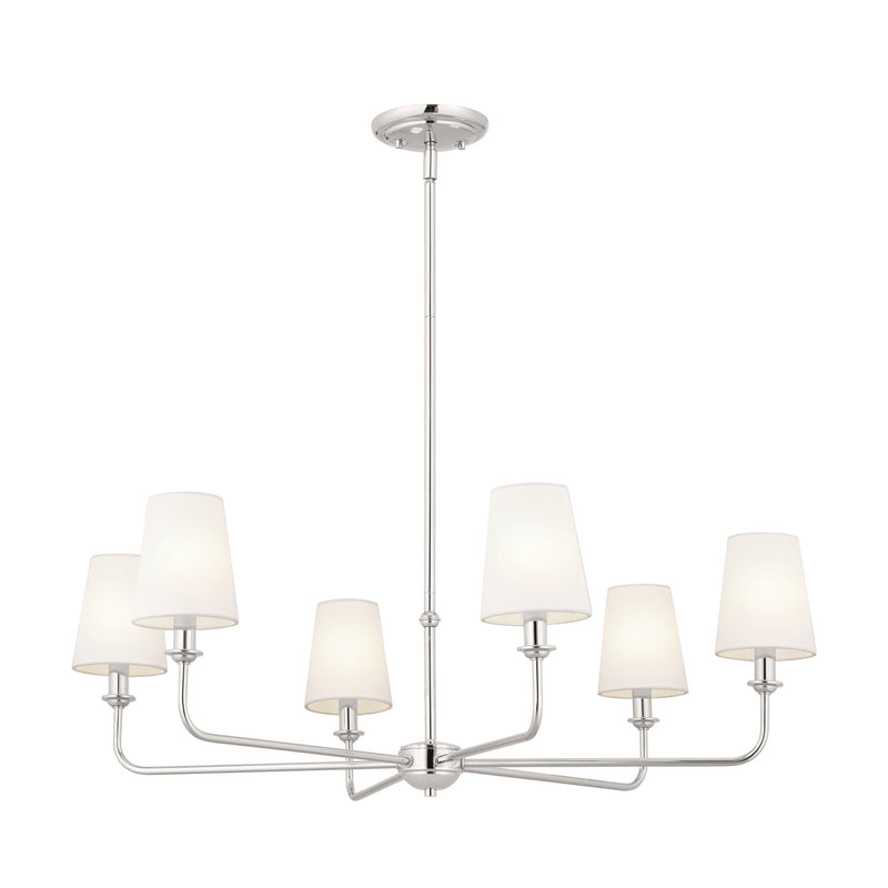 Kichler 52516PN Six Light Chandelier, Polished Nickel