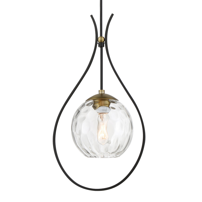 Minka-Lavery 1531-726 Cody One Light Mini Pendant, Coal And Soft Brass Main Image.jpg