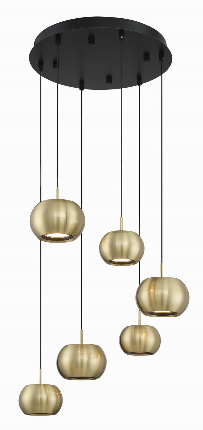 George Kovacs P5474-884-L Halo LED Pendant, Coal And Brushed Gold Main Image.jpg